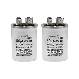 HUABAN 2 Pieces 8 uF Start Capacitor CBB65 450V 50/60Hz Aluminum Shell for Air Conditioner