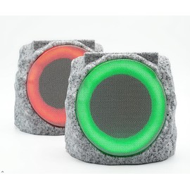 DGREVIGX Solar Rock Speakers Outdoor with Lights, 2-Pack Wireless Bluetooth Garden Speakers, IP66 Waterproof Solar Powered & TWS Stereo, for Patio, Yard, Deck, Poolside (Gray)