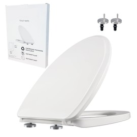 MUU Toilet seat, Slow Close, White heavy duty Toilet Seat with Non-slip Seat Bumpers Easy to Install & Clean PP Material Replacement Toilet Seat Fits All Toilet Brands Elongated Toilets(MU357-PP)