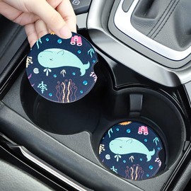 Yeeper 2.56" Ceramic Car Coasters for Cup Holder - Set of 2 Pack, Ceramic Stone with A Finger Notch for Easy Removal of Auto Cup Holder Coaster for Women