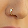 Gold Nose Ring - White Opal Piercing Earring 20 Gauge