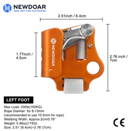 NewDoar Linker Fuß Ascender Riser Klettern Baum Baumpfleger Bergsteigen Abseilen Quick Step Ausrüstung Klettergerät für 8~13 mm Seil-Orange