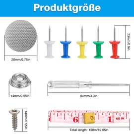 Roof liner repair set, 65 pieces car roof rivets, car repair rivets, car roof liner repair with pins, screwdriver, tape measure for all cars