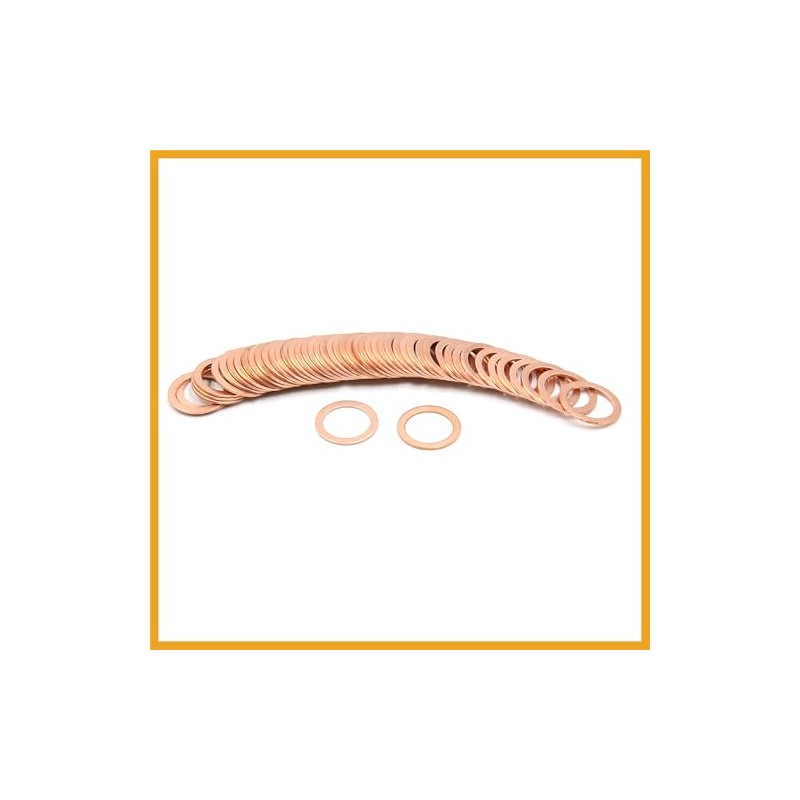 Partuto 15mm Inner Dia Copper Crush Washers Car Flat Sealing