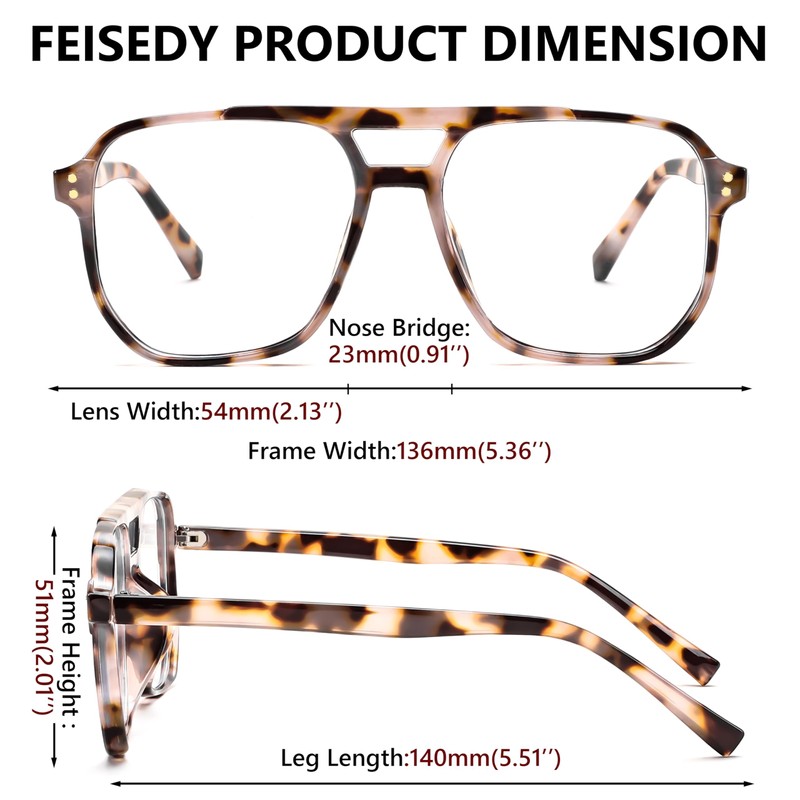 FEISEDY Retro 70s 80s Blue Light Filter Glasses Women Without