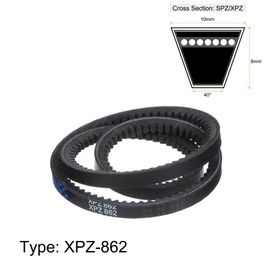 HARFINGTON XPZ-862 V-Belts Drive Belt 862mm Pitch Girth 10mm Width 8mm Height Rubber for Power Transmission