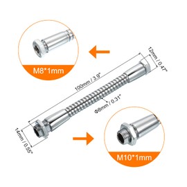 PATIKIL 3.9" Gooseneck Microphone M10/M8 Thread Metal Universal Hose Flexible Arm Gooseneck Extension for Multifunction DIY Silver Tone