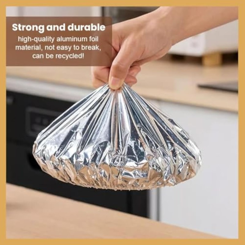 Pull style Reusable Aluminum Foil Food Covers, Elastic Stretch Design