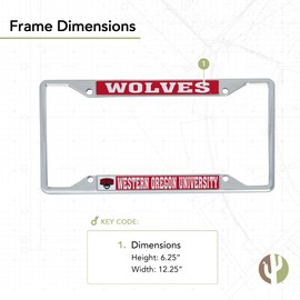 Desert Cactus Western Oregon University Car Accessories Metal License Plate Frame and Sticker for Front or Rear of Car (Sticker Frame Combo - Mascot)