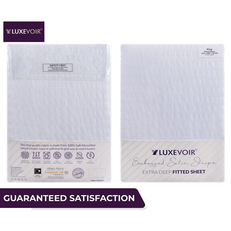 Luxevoir® Single Fitted Sheet - Ultrasoft Satin Stripe Microfiber -
