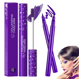Purple Mascara & Eyeliner Set,5D Silk Fiber Eyelash Volume with Soft Brush,Colored Tubing Mascara Extensions Length,Super Slim Smudgeproof Purple Eyeliner,Non-Clumping & Smooth waterproof eyeliner