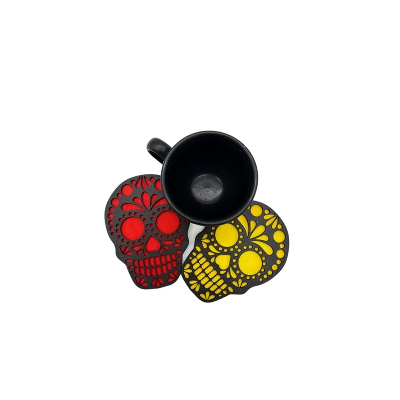 Set de Portavasos Día de Muertos en Forma de Calavera
