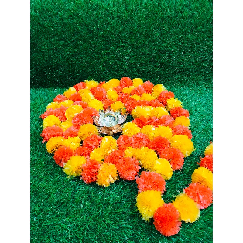 Gavya International Dark Orange & Orange Artificial Marigold Flowers 5