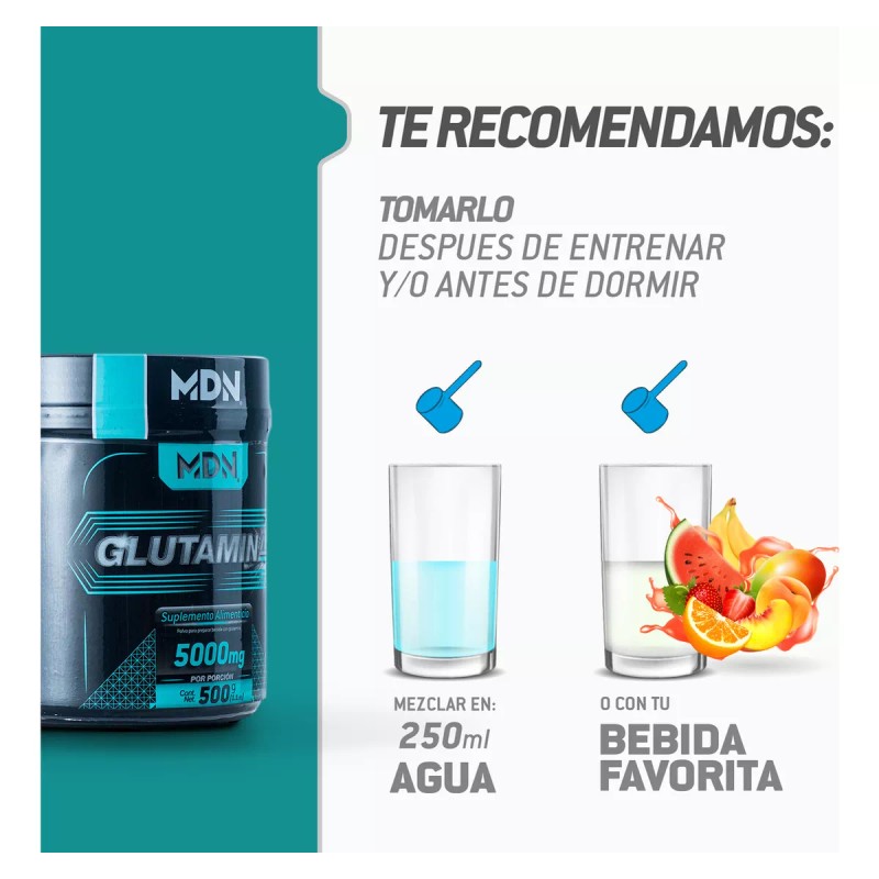 MDN Sports Glutamina MDN Sports 100% Pura 500g Sin Sabor