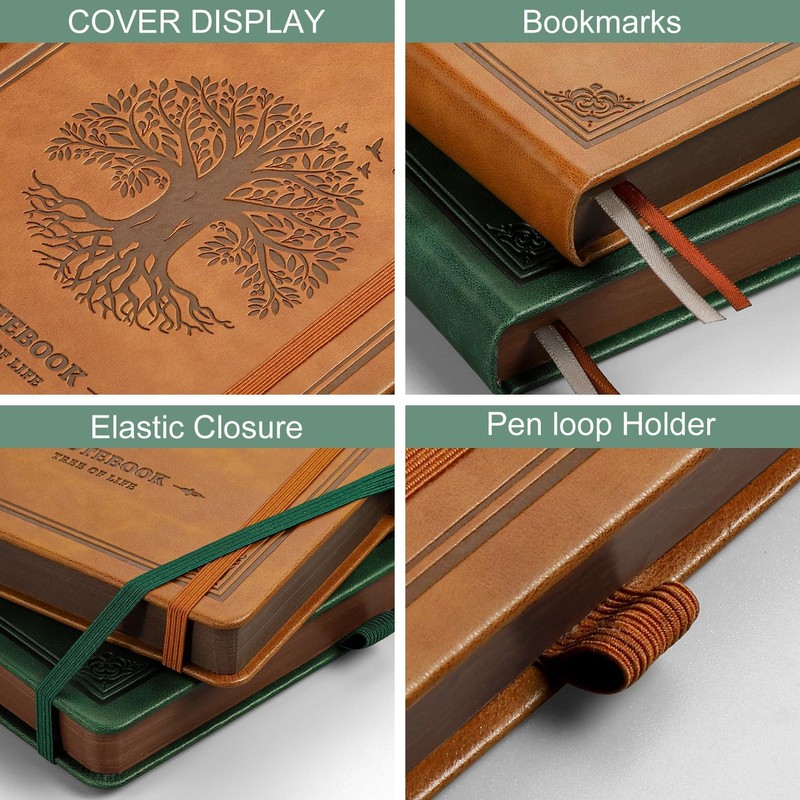 RETTACY Thick Lined Journal Notebook, A5 Hardcover Leather Journal With