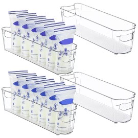 Vtopmart Breastmilk Storage Container 4PCS Set, Clear Freezer and Fridge Orga...