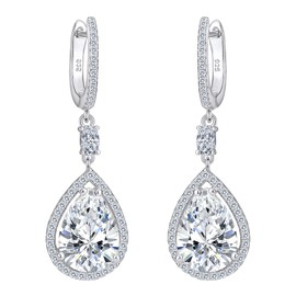 EVER FAITH® Women's 925 Sterling Silver Cubic Zirconia Wedding Drop Pierced Dangle Earrings Clear, Sterling Silver Cubic Zirconia, Cubic Zirconia