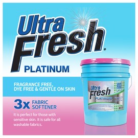 Ultra Fresh 5 Gallon Platinum Fabric Softener for All Machine Types, Liquid Laundry Softener, Up to 640 Loads, Fragrance & Dye Free