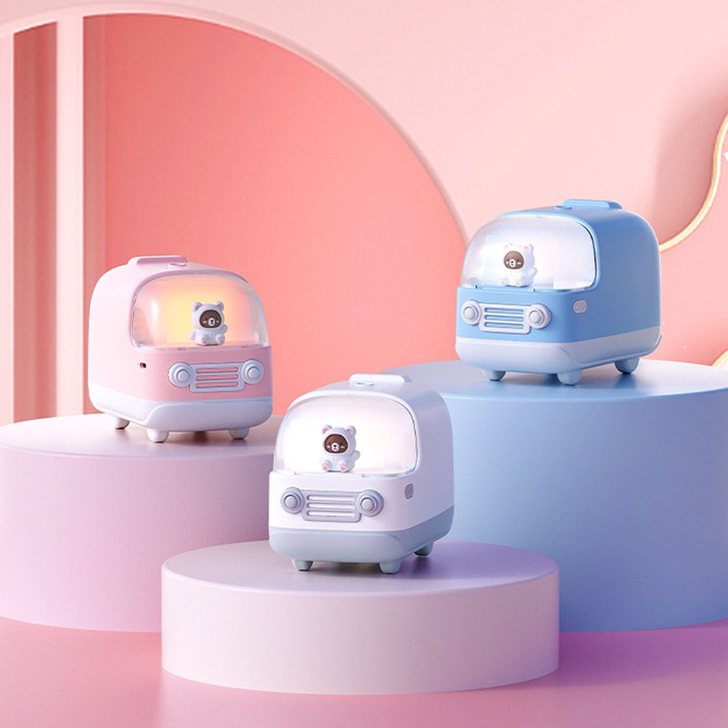 Cute Small Humidifier 350ml Bear Bus Shape USB Charging Portable