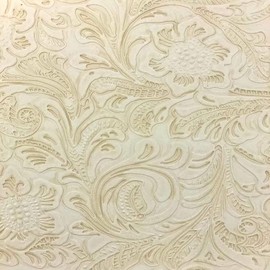 Fashion Fabrics LLC Beige Western Floral PU Faux Leather Vinyl Fabric - Sold by The Yard - 56"