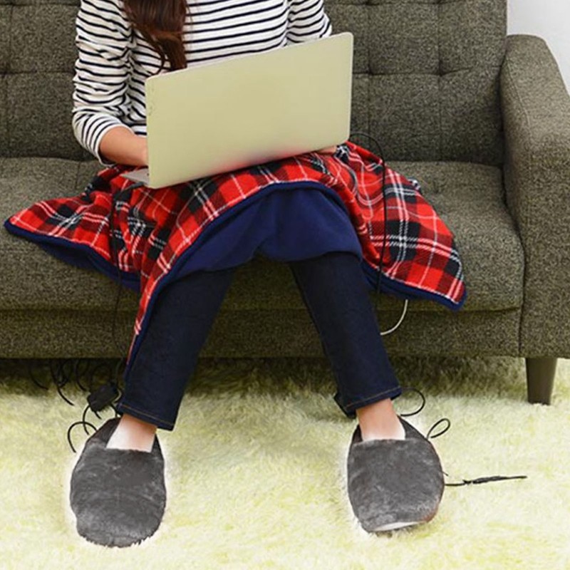 Electric Heating Slippers USB Plush Soft Inside Slip Resistance Warm