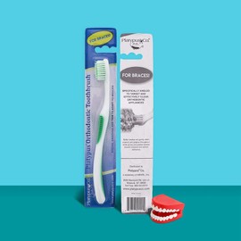 Platypus Orthodontic Toothbrush for Braces | Soft Bristle Braces Toothbrush for Adults & Kids | Angled Bristles for Better Access Around Brackets and Archwires, Comfort Silicone Grip | 1 Count
