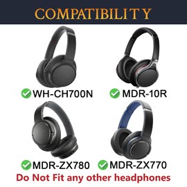 SOULWIT Lambskin Replacement Ear Pads for Sony WH-CH700N/MDR-ZX780/MDR-ZX770/MDR-10R Over-Ear Headphones, Earpads Cushion with High Density Foam - Black