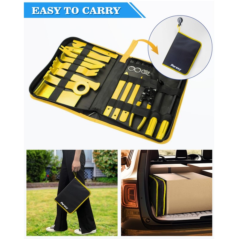 Poraxy 19Pcs Trim Removal Tool,Car Panel Door Audio Trim Removal