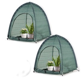 2pack Grenn Pop up Plant Sunshade Cloth,Plant Sun Shade Net for Flower UV Resistant Pest Guard Cover for Outdoor Gardens Sunblock Shade Cover with16 Stakes overlong 10cm Inside Design