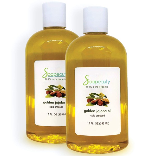 JOJOBA Oil Organic Cold Pressed Unrefined | 100% Pure Natural Golden Jojoba Oil | Carrier for Essential Oils, Moisturizer for Skin, Face & Hair, Massage, Soap Making | Sizes 4OZ to 1 Gallon | (24 OZ)