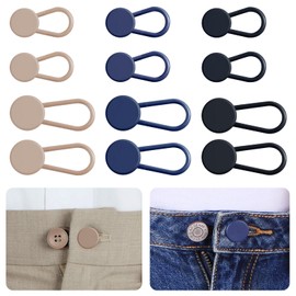 Ceryvop 12PCS Button Extenders for Jeans, Pants Waist Button Extender for Women Men, 3 Colors Pant Waistband Expander, Pants Waist Extension 1-1.4 Inches