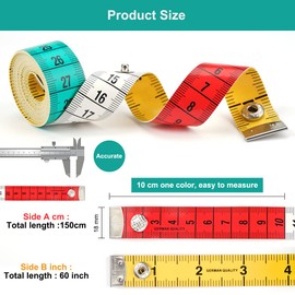 2 Pack 150cm/60in Soft Flexible Tape Measure, Dual Sided Body MeasuringTape, Measurement Body Measure Tape with Button, Metric Waist and Body Measurements, for Tailors Dressmakers and Sewing