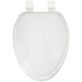 EZ-FLO White Wood Toilet Seat with Lid, Elongated, 65907