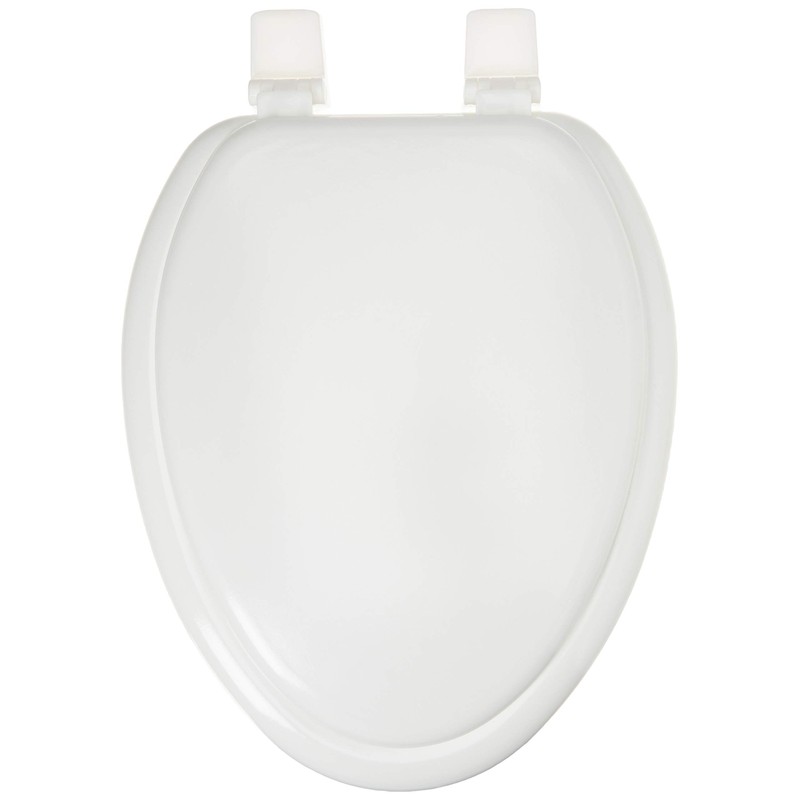 EZ-FLO White Wood Toilet Seat with Lid, Elongated, 65907