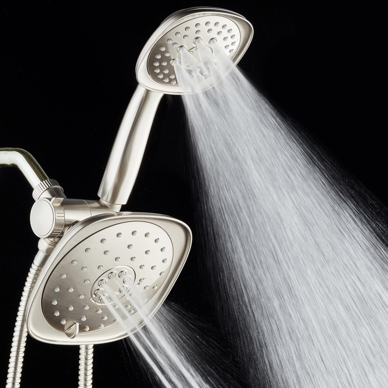 AquaDance Luxury Square High-Pressure Giant 7.3" Rain Shower Head/Handheld Spa