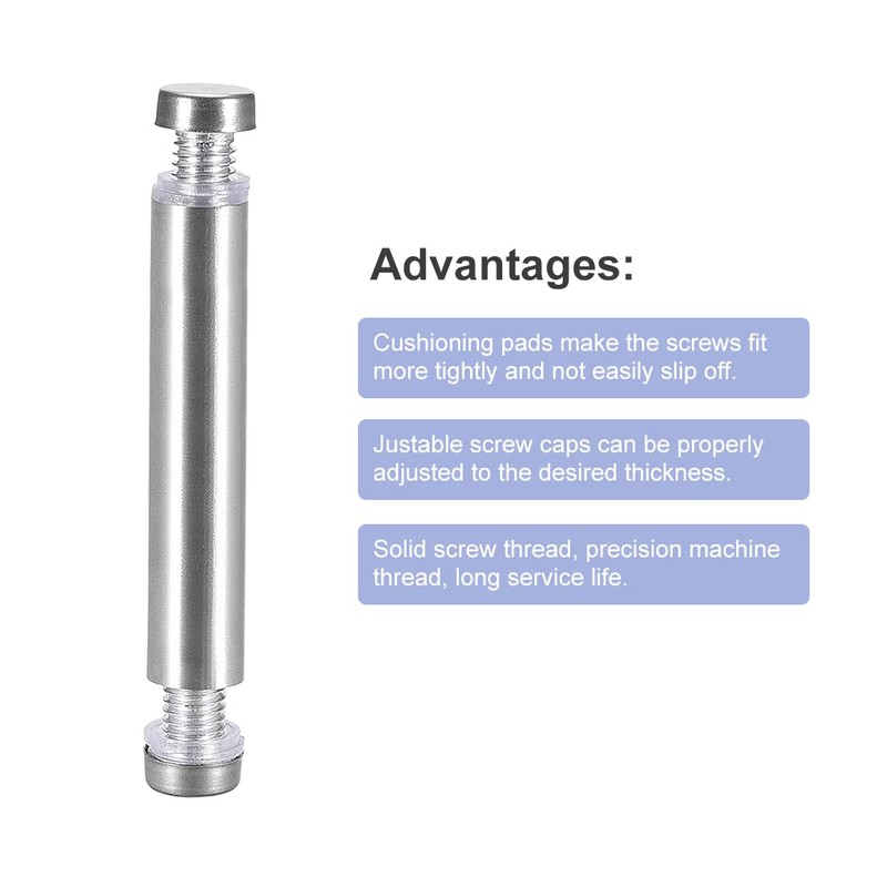sourcing map 1/2 Dia x 2-7/8"(12x74mm) Double Head Standoff Screws