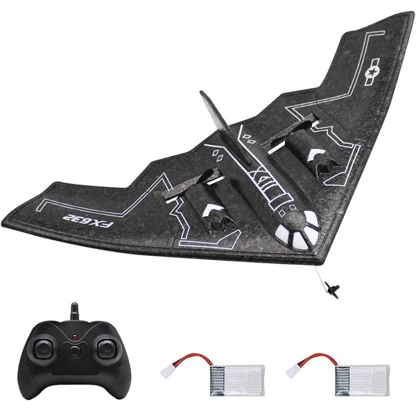 fisca RC Airplane Remote Control B-2 Spirit Stealth Bomber Plane, 2.4Ghz 2CH Foam Drone Ready to Fly Aircraft Toy for Kids and Adults
