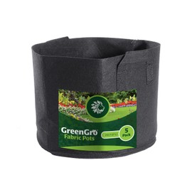 GreenGro 5-Pack 2 Gallon Nonwoven Fabric Grow Bags - Fabric Planting Pots/Great for Vegetables, Herbs, Flowers, Shrubs/Portable for Indoor & Outdoor Plants/Improved Aeration & Drainage