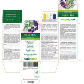 Black Currant (Ribes Nigrum) Leaves and Fruits Naturalma - 150 g - 300 Tablets - Dietary Supplement - Natural and Vegan