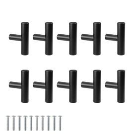 JANDH Small Stainless Steel Drawer Knobs Black Door Knobs Modern for Cupboards Dressing Tables Pack of 10