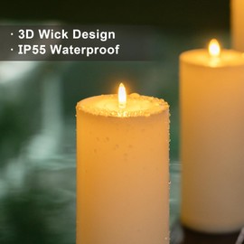 Raycare 4'' X 13'' Large Waterproof Outdoor Flameless Candle, Battery Operated LED Candles with Remote Control and Timer, Electric Fake Plastic Pillar Candles, White