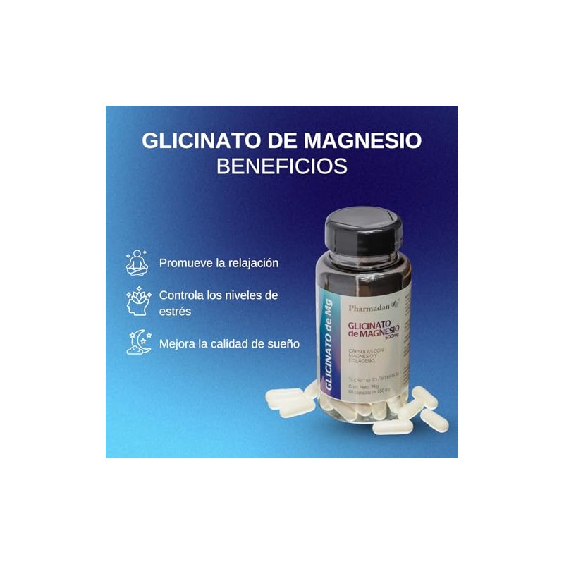 Glicinato de Magnesio, 500 mg de Glicinato de Magnesio por