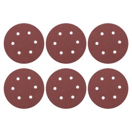 HARFINGTON 25 Pcs 6 Inch Sanding Discs, 120 Grit Hook and Loop Sandpaper, 6-Hole Aluminum Oxide Orbital Sander Sandpaper for Woodworking Automotive Metal Polishing, Red