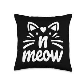 kitten meow monogram initials letter n cat face heart shape Throw Pillow