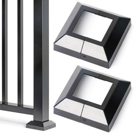 AJOVW 2 pcs 2.5x2.5(Actual: 2.5"x2.5") Aluminum Deck Post Base Cover, for Railings, Stairs, Patios, Porches, Mailbox Risers, Split Deck Post Skirt (Black)