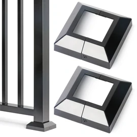 AJOVW 2 pcs 2.5x2.5(Actual: 2.5"x2.5") Aluminum Deck Post Base Cover, for Railings, Stairs, Patios, Porches, Mailbox Risers, Split Deck Post Skirt (Black)