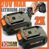 For WORX 2pack For WORX 20V MAX Extend Lithium Battery