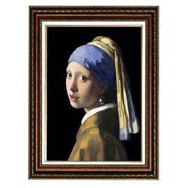 ELITEART-Girl with a Pearl Earring By Johannes Vermeer Giclee Framed Art Canvas Prints-Framed Size:28"x 35"