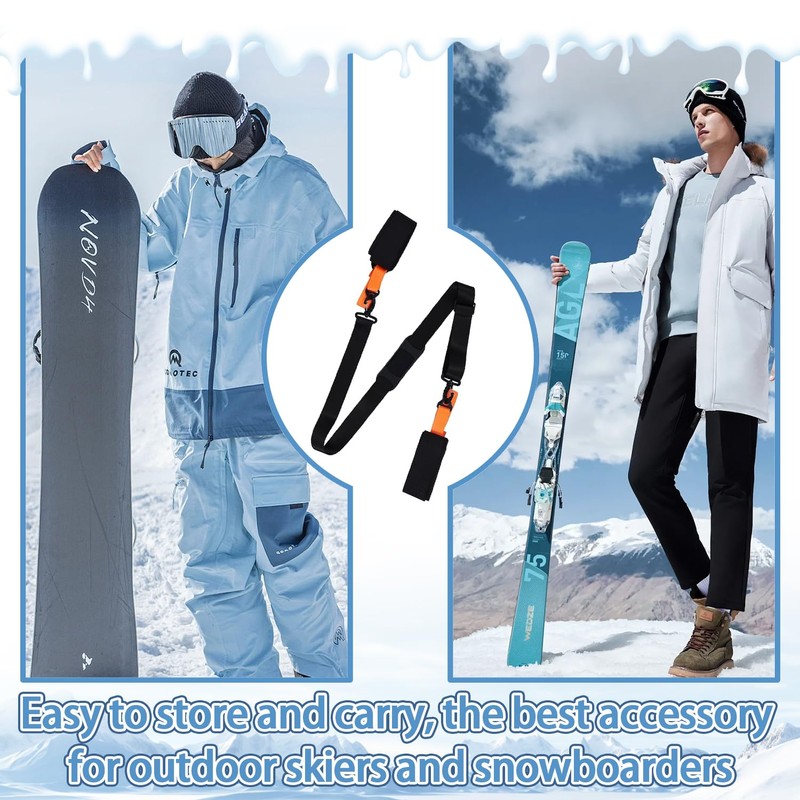 Ski Carry Strap, Skiing Skateboard Adjustable Shoulder Strap, Ski Pole