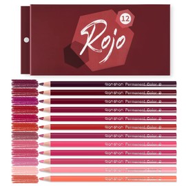 qianshan 12 Red Colored Pencils Oil Based Pre-sharpened Wooden Colored Pencil Set for Adults Coloring Books Drawing Sketching Art Supplies, No Duplicates